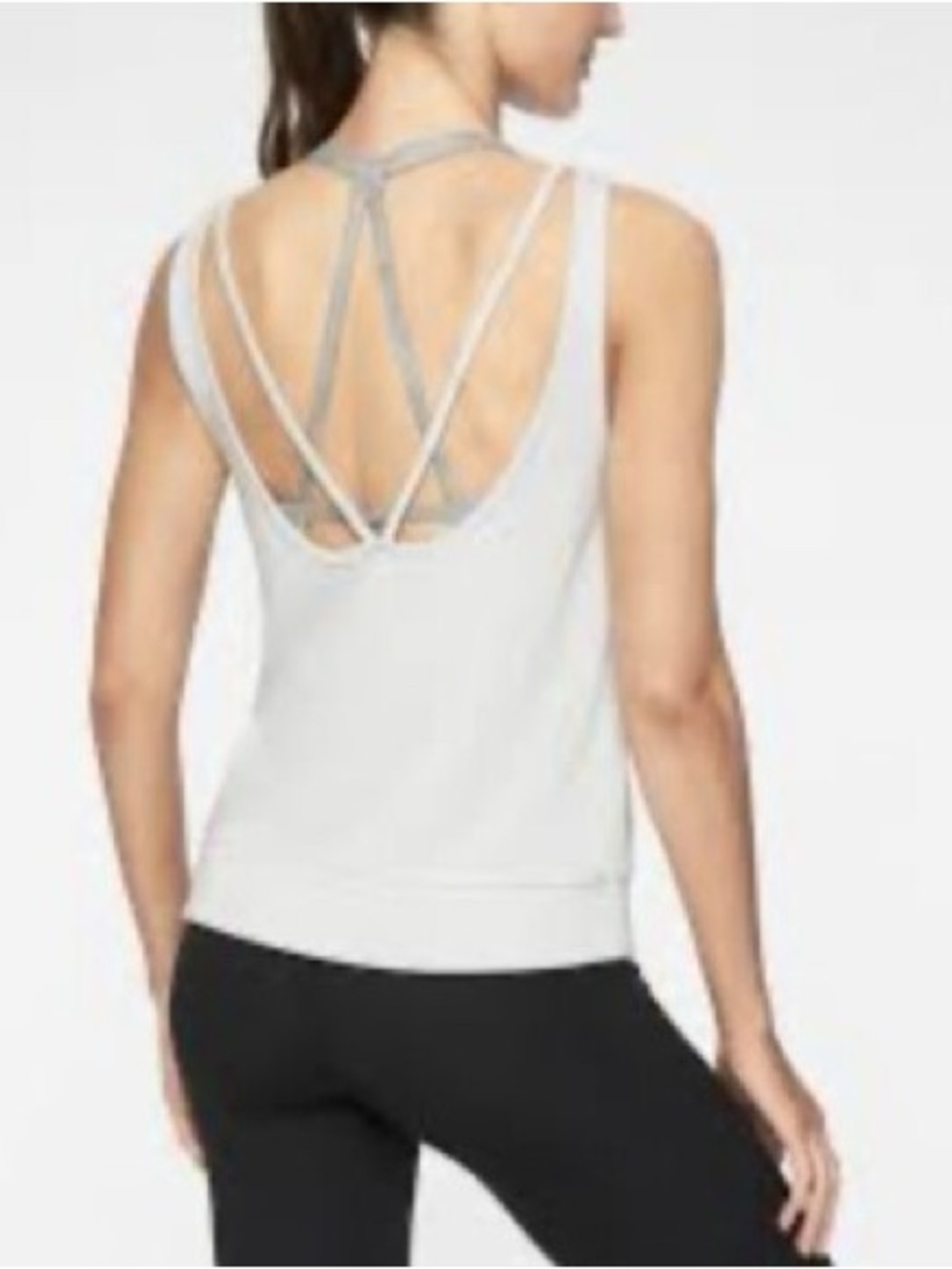 Athleta Women’s Carl Stone Light Gray Serenity V-Back Athletic Tank - Picture 2 of 11
